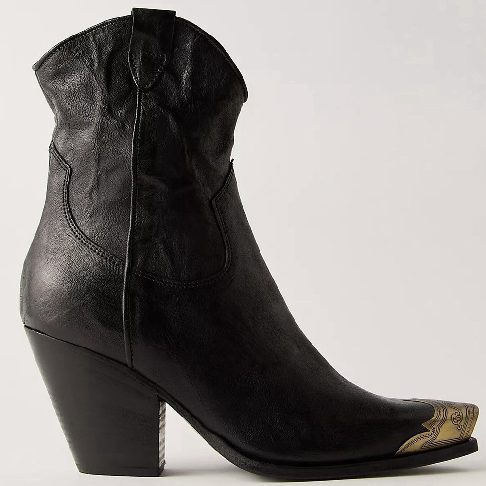 NEW Free People Brayden Black Western Boot Sz 9-9.5 Silver Toe Cowgirl Country - Picture 3 of 15